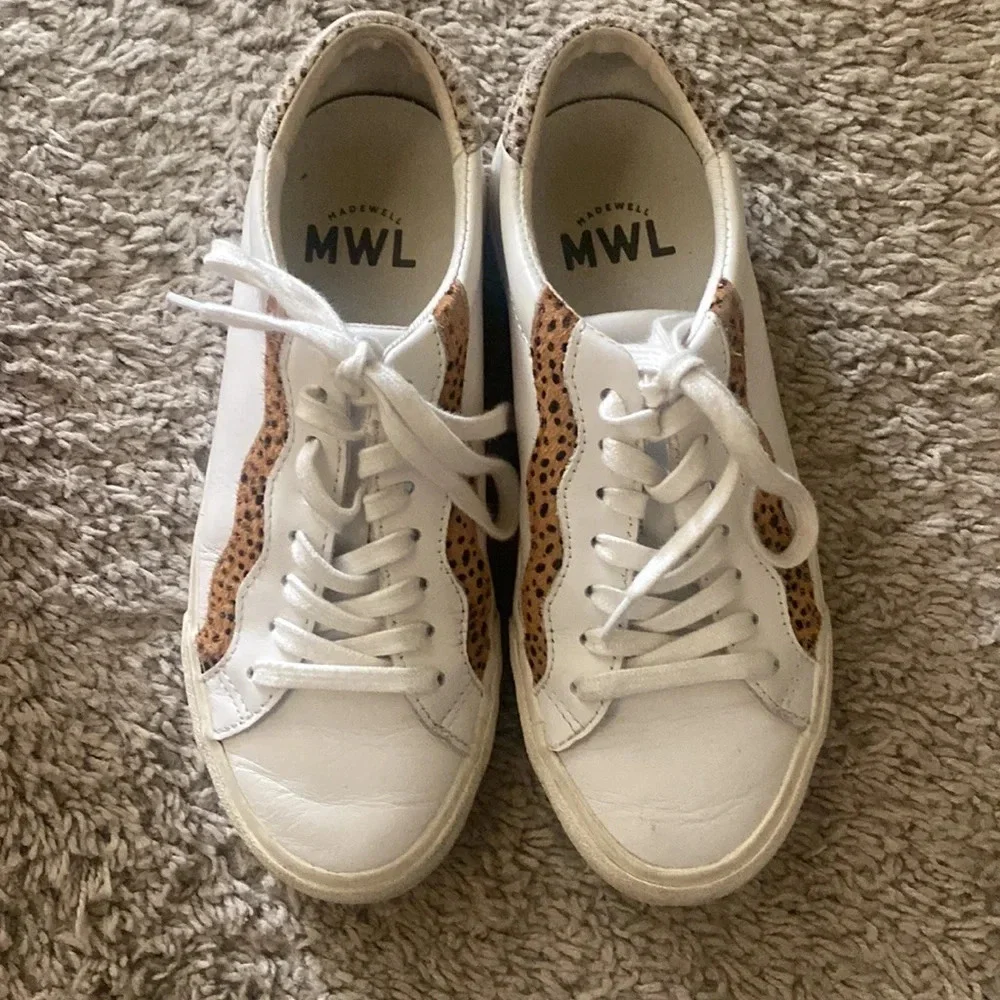 Madewell leather animal fur sneakers